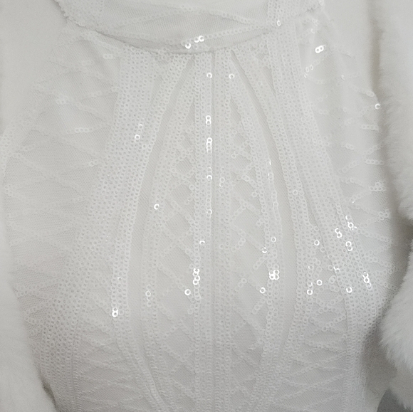 Bachelorette Bundle NWT Sequined Dress And Faux Fur Stole - Picture 3 of 11